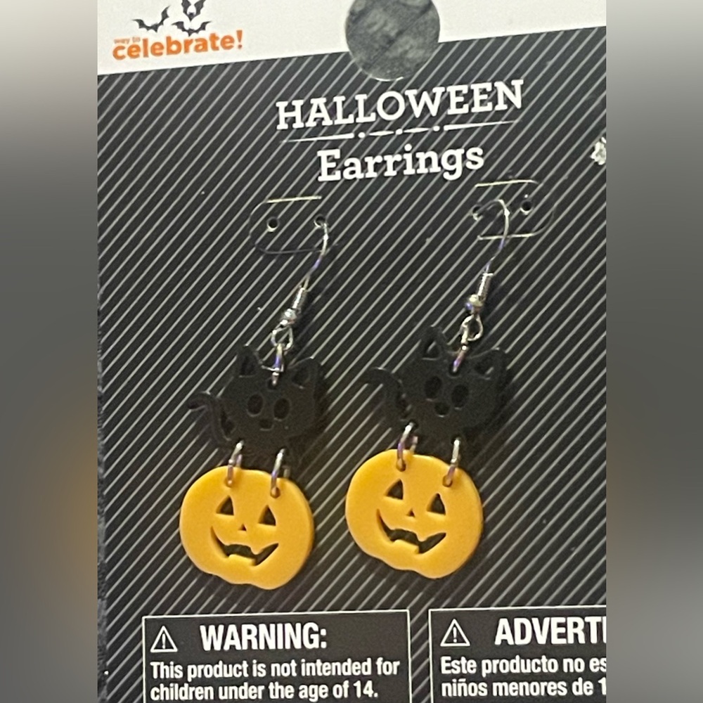 🔴 3/$12 Halloween‎ Black and Orange Cat/Pumpkin Earrings! NEW!